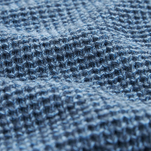 Blue Regular Knitted Textured Jumper