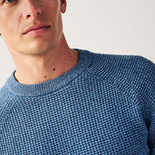 Load image into Gallery viewer, Blue Regular Knitted Textured Jumper
