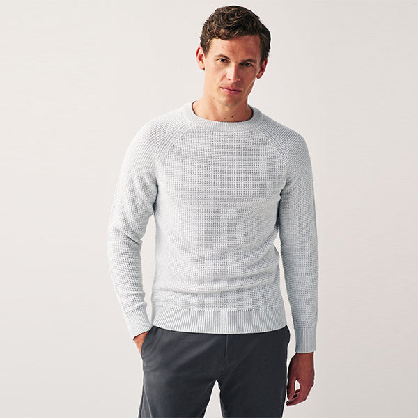 Light Grey Regular Knitted Textured Jumper