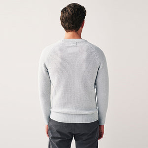 Light Grey Regular Knitted Textured Jumper