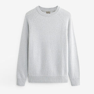 Light Grey Regular Knitted Textured Jumper