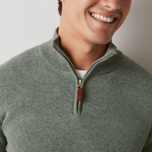 Load image into Gallery viewer, Sage Green Regular Cotton Premium Zip Neck Jumper
