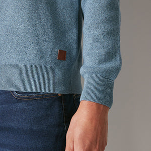 Light Blue Neck Knitted Premium Regular Fit Jumper