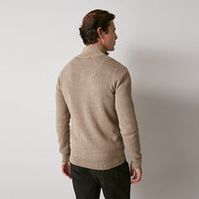 Load image into Gallery viewer, Neutral Zip Neck Knitted Premium Regular Fit Jumper
