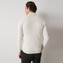Load image into Gallery viewer, Oatmeal Natural Zip Neck Knitted Premium Regular Fit Jumper
