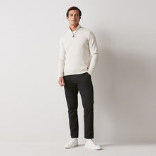 Load image into Gallery viewer, Oatmeal Natural Zip Neck Knitted Premium Regular Fit Jumper
