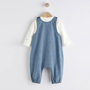 Denim Blue Baby Dungaree and Bodysuit Set (0mths-18mths)