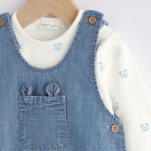 Load image into Gallery viewer, Denim Blue Baby Dungaree and Bodysuit Set (0mths-18mths)
