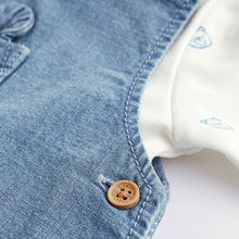 Load image into Gallery viewer, Denim Blue Baby Dungaree and Bodysuit Set (0mths-18mths)
