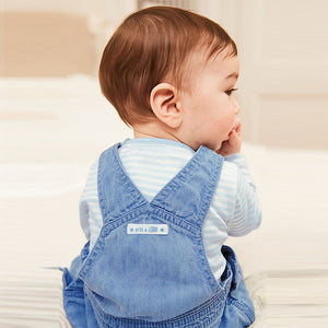 Blue Baby Appliqué Denim Dungarees And Jersey Bodysuit Set (0mths-18mths)