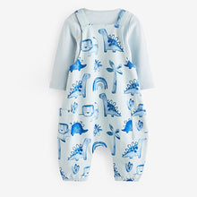 Load image into Gallery viewer, Pale Blue Jersey Baby Dungarees And Bodysuit (0mths-18mths)
