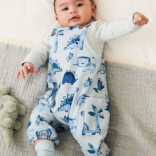 Pale Blue Jersey Baby Dungarees And Bodysuit (0mths-18mths)