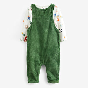 Green Baby Appliqué Corduroy Dungarees And Jersey Bodysuit Set (0mths-18mths)