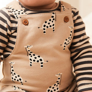 Neutral Baby Printed Dungarees And Jersey Bodysuit Set (0mths-18mths)