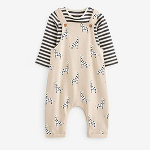 Neutral Baby Printed Dungarees And Jersey Bodysuit Set (0mths-18mths)