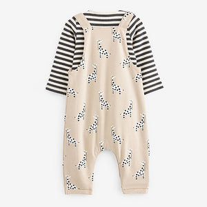 Neutral Baby Printed Dungarees And Jersey Bodysuit Set (0mths-18mths)