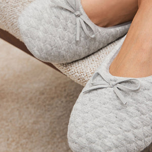 Grey Quilted Ballet Slippers