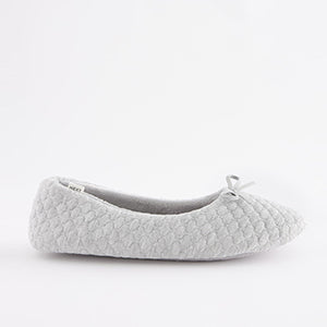 Grey Quilted Ballet Slippers