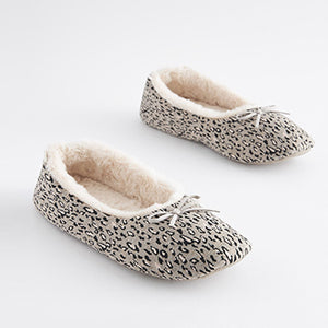 Grey Leopard Ballet Slippers