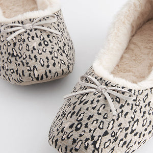 Grey Leopard Ballet Slippers