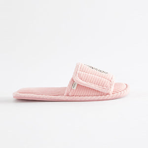 Pink Leopard Corduroy Slider Slippers