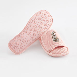 Pink Leopard Corduroy Slider Slippers