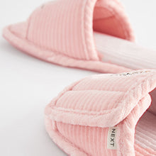 Load image into Gallery viewer, Pink Leopard Corduroy Slider Slippers
