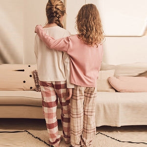 Pink/Cream Woven Check Pyjamas 2 Packs (3-12yrs)