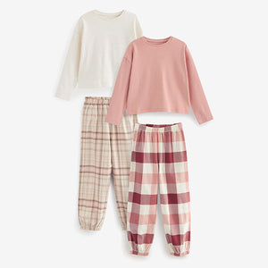 Pink/Cream Woven Check Pyjamas 2 Packs (3-12yrs)