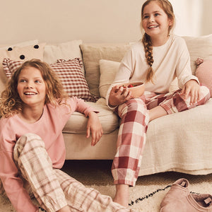 Pink/Cream Woven Check Pyjamas 2 Packs (3-12yrs)