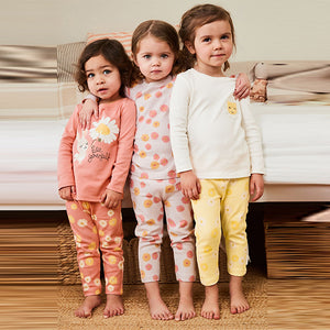 Pink/Yellow Bunny Floral Pyjamas 3 Pack (1.5-8yrs)