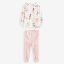 Load image into Gallery viewer, Pink/Ecru White Fairy 3 Pack Long Sleeve Printed Pyjamas (12mths-8yrs)
