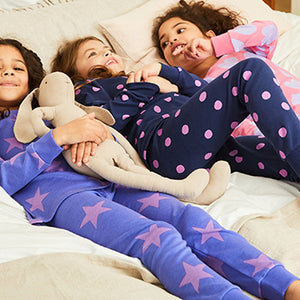 Pink/Purple Heart, Spot And Star Pyjamas 3 Pack (12mths-8yrs)