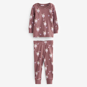 Purple/White Bunny 3 Pack Long Sleeve Printed Pyjamas (12mths-7yrs)