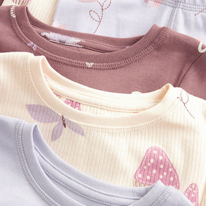 Purple/White Bunny 3 Pack Long Sleeve Printed Pyjamas (12mths-7yrs)