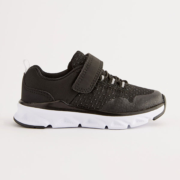 Black Elastic Lace-Up Sports Trainers