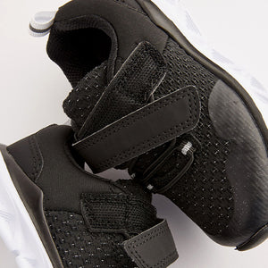 Black Elastic Lace-Up Sports Trainers