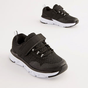 Black Elastic Lace-Up Sports Trainers