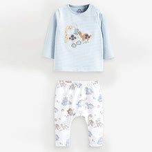 Load image into Gallery viewer, Blue Dinosaur Baby Top and Leggings 2 Piece Set (0-18mths)
