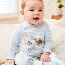 Load image into Gallery viewer, Blue Dinosaur Baby Top and Leggings 2 Piece Set (0-18mths)
