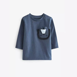 R 3PK NAVY DINO TOPS