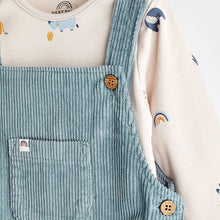 Load image into Gallery viewer, Teal Blue Baby Corduroy Dungaree And Bodysuit Set (0mths-18mths)
