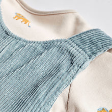 Load image into Gallery viewer, Teal Blue Baby Corduroy Dungaree And Bodysuit Set (0mths-18mths)
