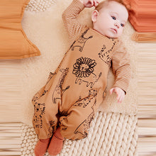 Load image into Gallery viewer, Rust Brown Safari Print Baby Dungarees And Bodysuit Set (0mths-9-12mt)
