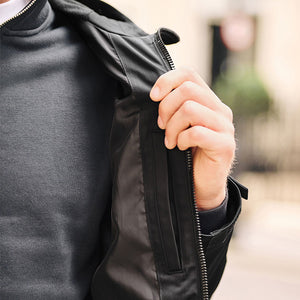 Black Hooded Shower Resistant Jacket