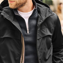 Load image into Gallery viewer, Black Hooded Shower Resistant Jacket
