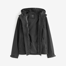 Load image into Gallery viewer, Black Hooded Shower Resistant Jacket
