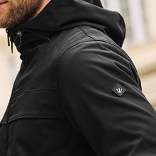 Load image into Gallery viewer, Black Hooded Shower Resistant Jacket
