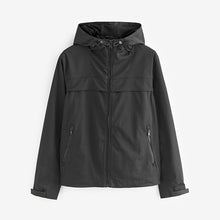 Load image into Gallery viewer, Black Hooded Shower Resistant Jacket
