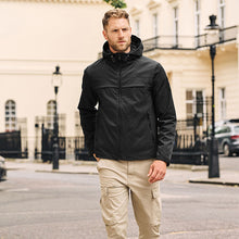Load image into Gallery viewer, Black Hooded Shower Resistant Jacket
